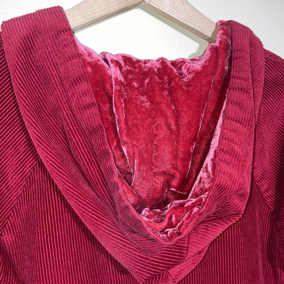 J Jill Hooded Corduroy Tunic Crushed Velvet Hoodie Pockets Holiday Woodland - Picture 4 of 13